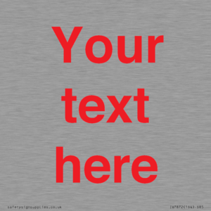 Custom blank information sign. Red text, plain background